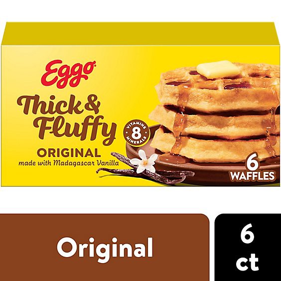 slide 1 of 6, Eggo Thick And Fluffy Frozen Waffles Original Frozen Breakfast 6 Count - 11.6 Oz, 11.6 oz