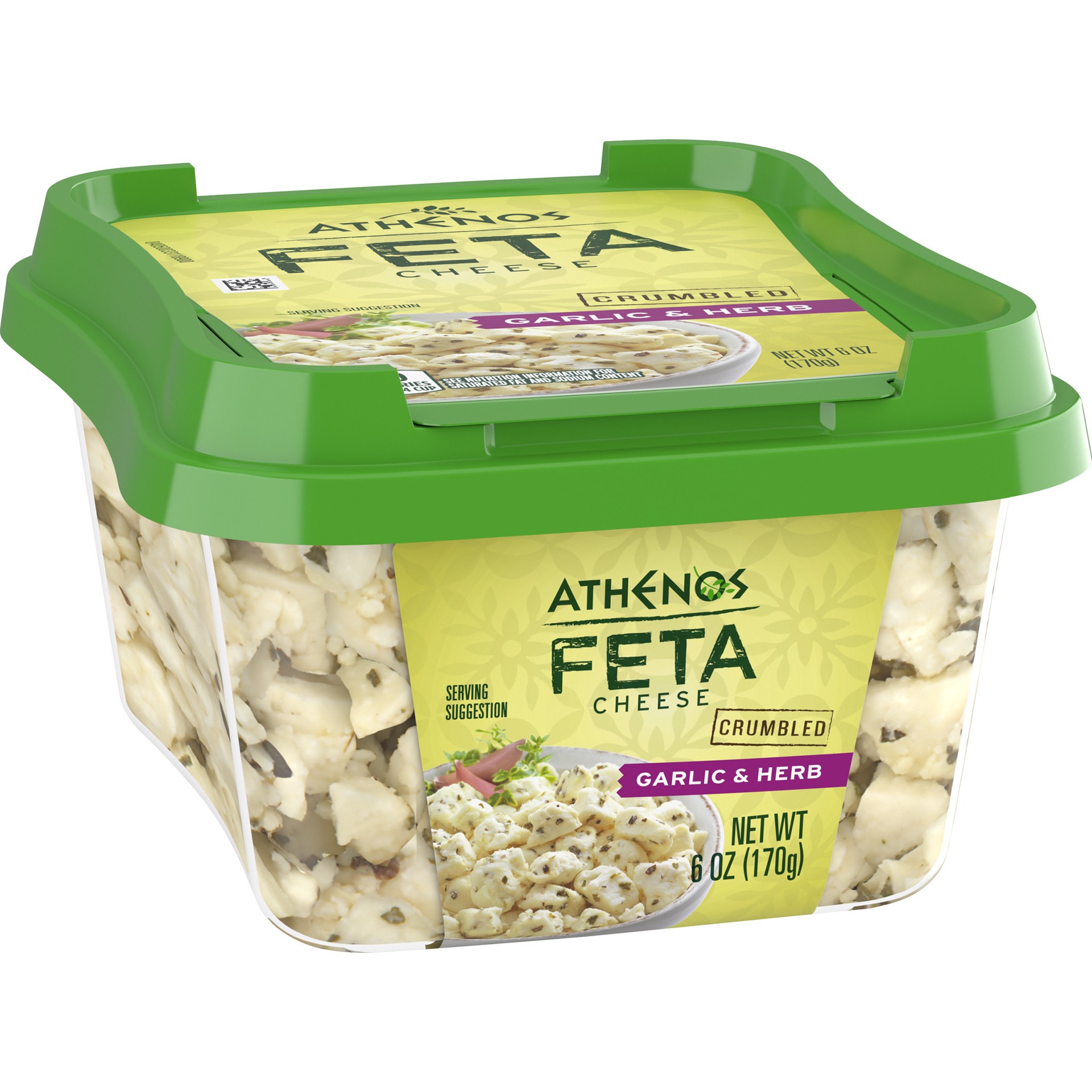slide 3 of 3, Athenos Cheese Feta Crumbled Garlic & Herb - 6 Oz, 6 oz