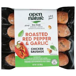 Open Nature Sausage Chicken Roasted Red Pepper & Garlic - 12 Oz