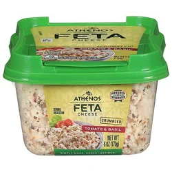 Athenos Cheese Feta Crumbled Basil & Tomato Natural - 6 Oz