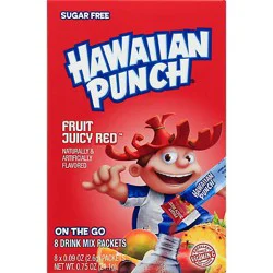 Hawaiian Punch Singles To Go! Drink Mix Sugar Free Fruit Juicy Red Box - 8 Count