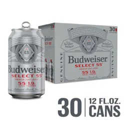 Budweiser Select 55 American Lager Beer In Cans - 30 - 12 Fl. Oz.