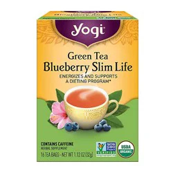 Yogi Herbal Supplement Tea Green Tea Blueberry Slim Life 16 Count - 1.12 Oz
