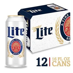 Miller Lite American Style Light Lager Beer 4.2% Abv Cans - 12-16 Fl. Oz.