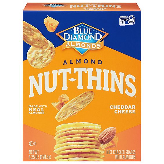 slide 1 of 1, Blue Diamond Nut Thins Cracker Snacks Almond Nut & Rice Cheddar Cheese - 4.25 Oz, 4.25 oz