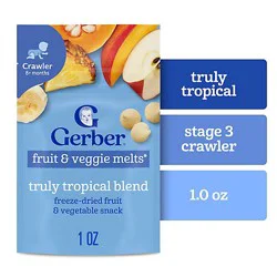 Gerber Snacks For Baby Truly Tropical Blend Fruit & Veggie Melts Baby Snack Bag - 1 Oz