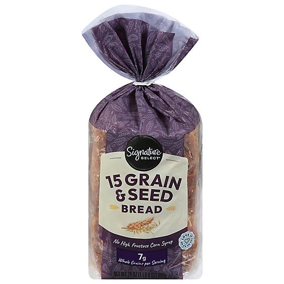 slide 1 of 1, Signature Select 15 Grains & Seed Bread - 24 Oz, 24 oz