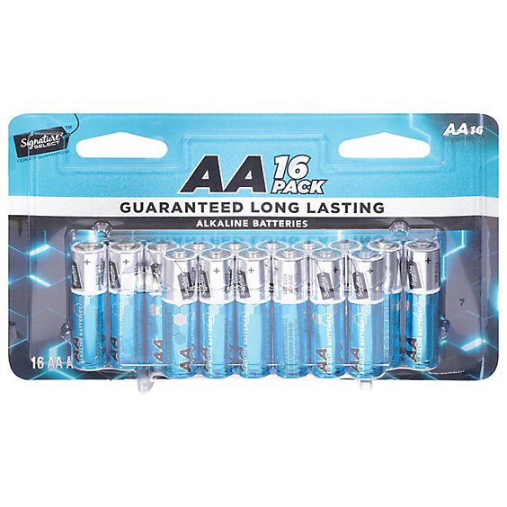 slide 1 of 1, Signature Select Batteries Alkaline Aa Guaranteed Long Lasting - 16 Count, 16 ct