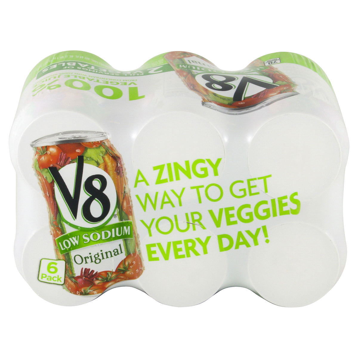 slide 2 of 4, V8 Low Sodium Original 100% Vegetable Juice, 11.5 fl oz Can (6 Pack), 6 ct; 11.5 fl oz