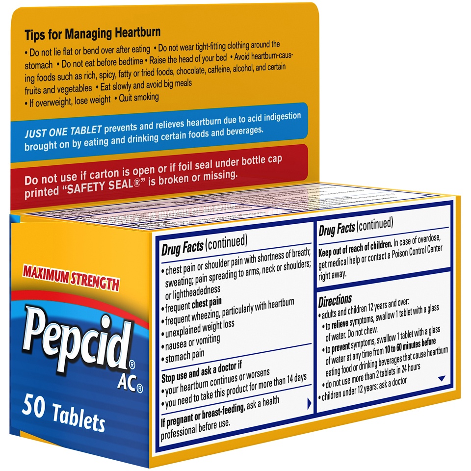 Pepcid ac maximum strength heartburn relief tablets prevents