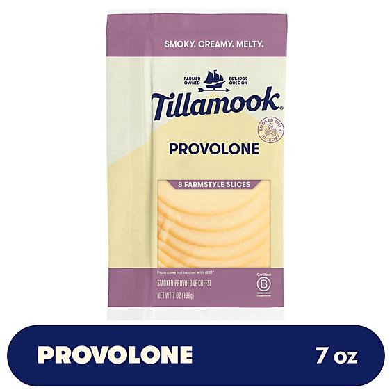 slide 1 of 3, Tillamook Farmstyle Thick Cut Smoked Provolone Cheese Slices 7 Count - 7 Oz, 7 oz