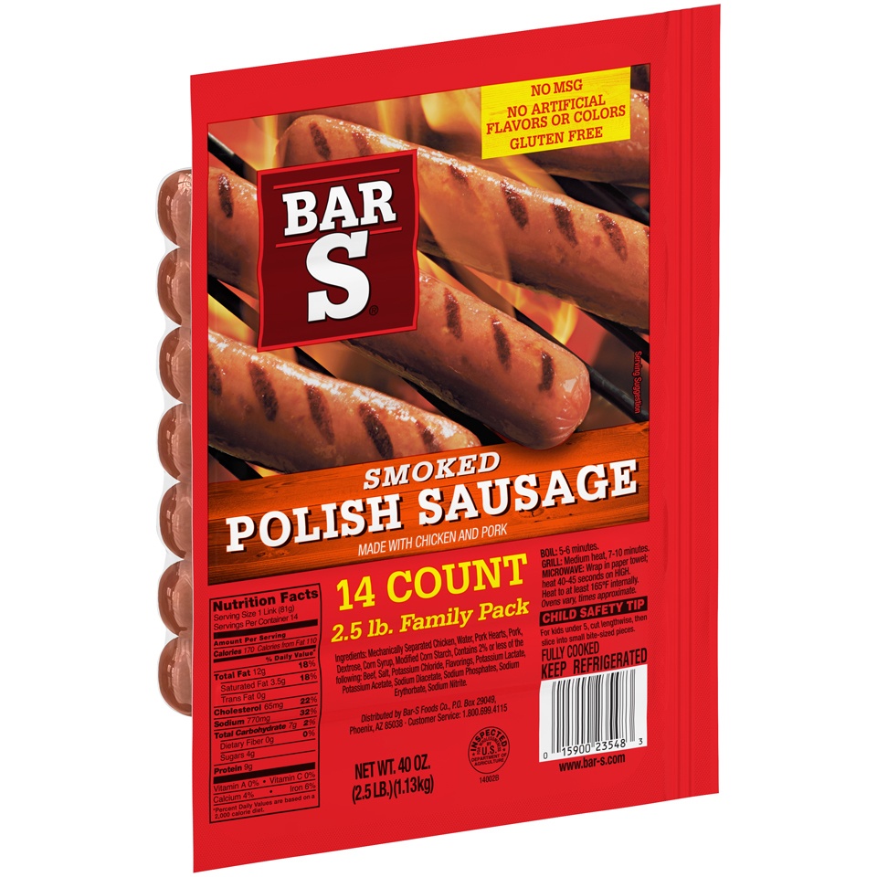slide 2 of 7, Bar-S Smoked Polish Sausage 14 ct Pack, 40 oz