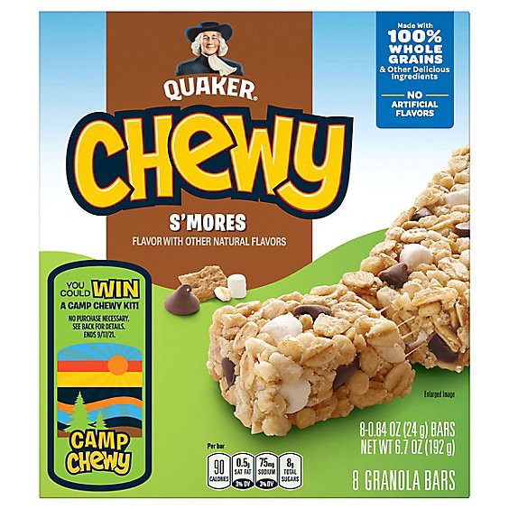 slide 1 of 8, Quaker Chewy Granola Bars Smores - 8-0.84 Oz, 8 ct