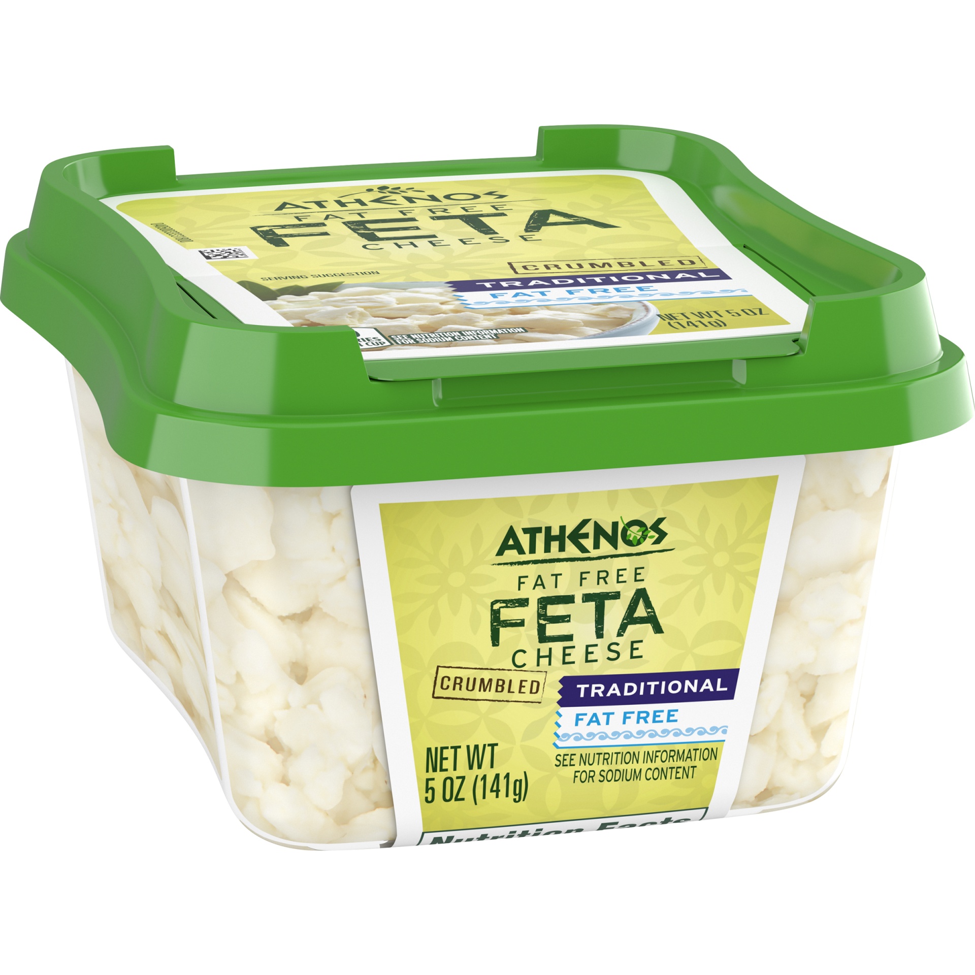 slide 4 of 6, Athenos Traditional Crumbled Fat Free Feta Cheese, 5 oz Tub, 5 oz