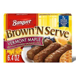 Banquet Brown N Serve Fully Cooked Maple Sausage Links - 10-6.4 Oz