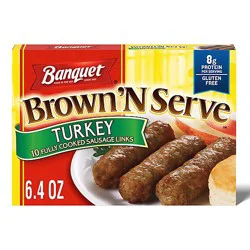 Banquet Brown N Serve Fully Cooked Turkey Sausage Links - 10-6.4 Oz