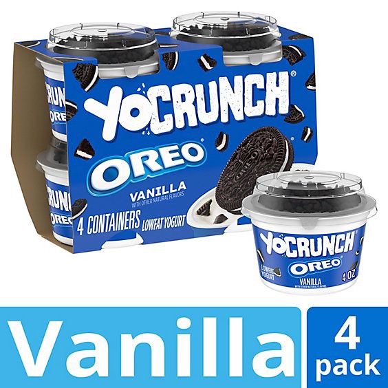 slide 1 of 1, Yocrunch Low Fat Vanilla With Oreo Yogurt - 4-4 Oz, 4 ct; 4 oz