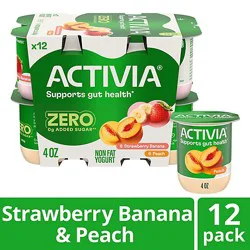 Activia 60 Calories Probiotic Strawberry Banana And Peach Variety Pack Nonfat Yogurt 12-4 Oz
