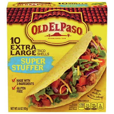slide 1 of 1, Old El Paso Taco Shells Extra Large Super Stuffer Box 10 Count - 6.6 Oz, 6.6 oz