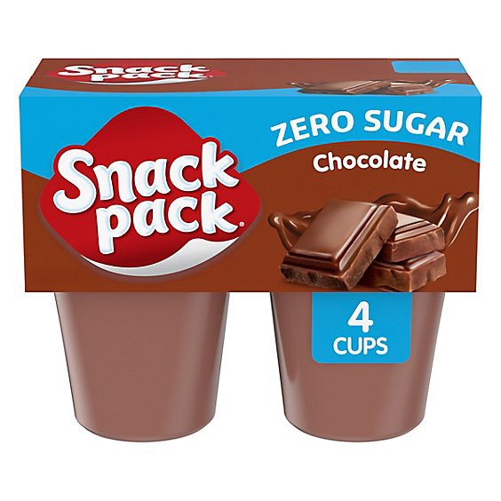 slide 1 of 1, Snack Pack Sugar Free Chocolate Pudding - 4-3.25 Oz, 4 ct; 3.25