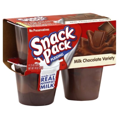 slide 1 of 1, Snack Pack Chocolate Vanilla Pudding - 4-3.25 Oz, 4 ct; 3.25