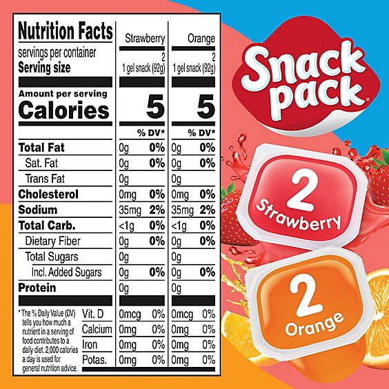 slide 1 of 1, Snack Pack Sugar Free Orange Strawberry Flavored Juicy Gels - 4-3.25 Oz, 4 ct; 3.25 oz