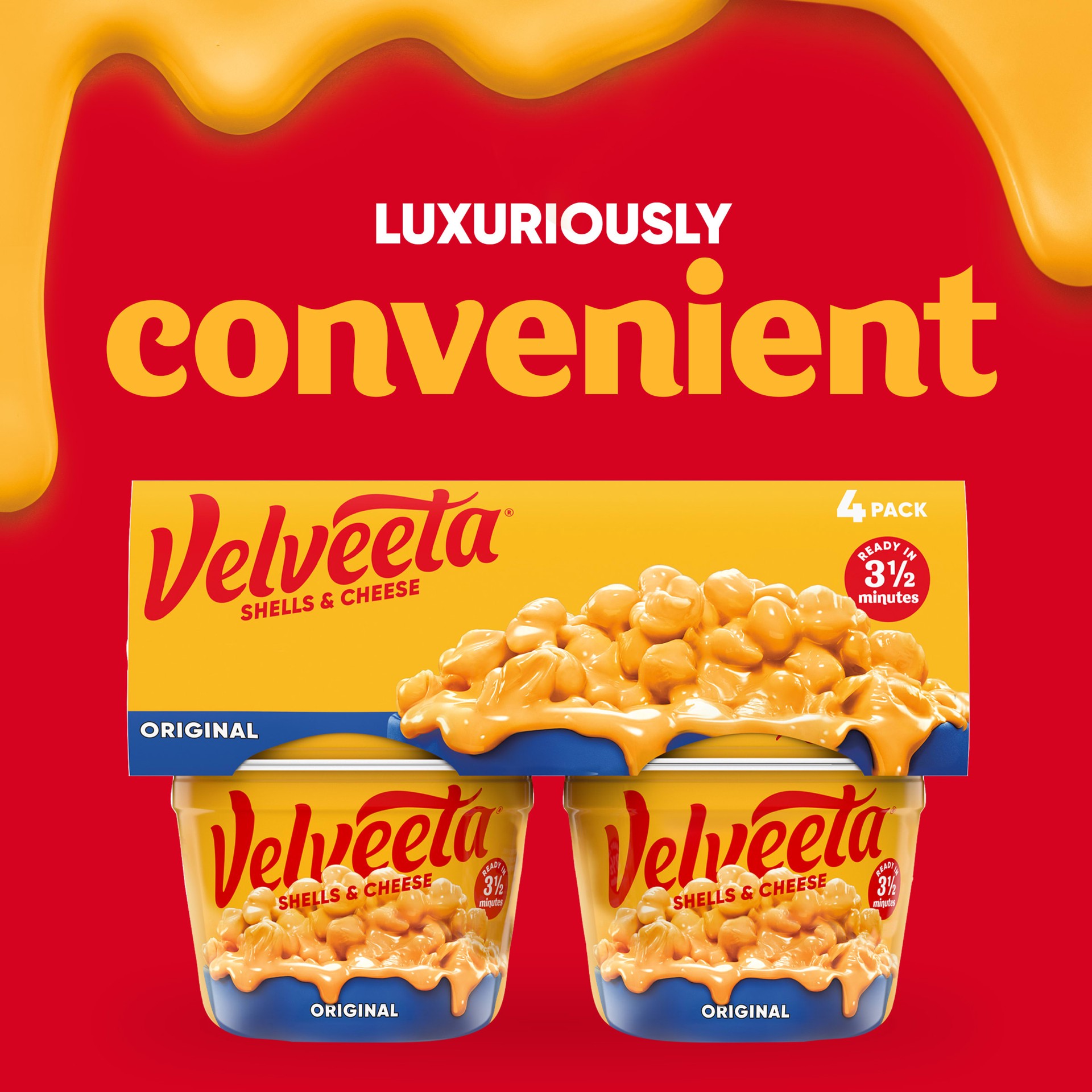 slide 6 of 8, Velveeta Shells & Cheese Original Microwaveable Pasta & Cheese Sauce Cups - 4-2.39 Oz, 9.56 oz