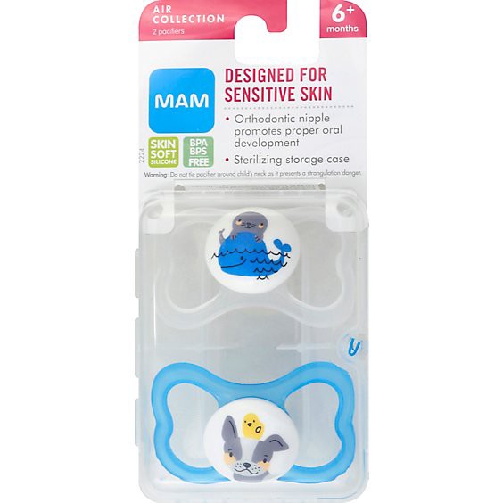 slide 1 of 1, Mam Pacifier Air 6 Months Plus - 2 Count, 2 ct