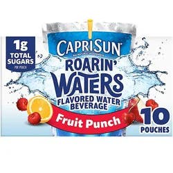 Capri Sun Roarin Waters Fruit Punch Wave Kids Water Beverage Pouches - 10-6 Fl. Oz.