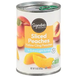 Signature Select Peaches Yellow Cling In Extra Light Syrup Sliced - 15 Oz