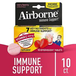 Airborne Immune Support Supplement Effervescent Tablets Very Berry - 10 Count