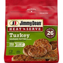 Jimmy Dean Heat N Serve Breakfast Turkey Sausage Patties - 26 Count
