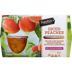 Signature Select Peaches Diced Cups - 4-3.8 Oz