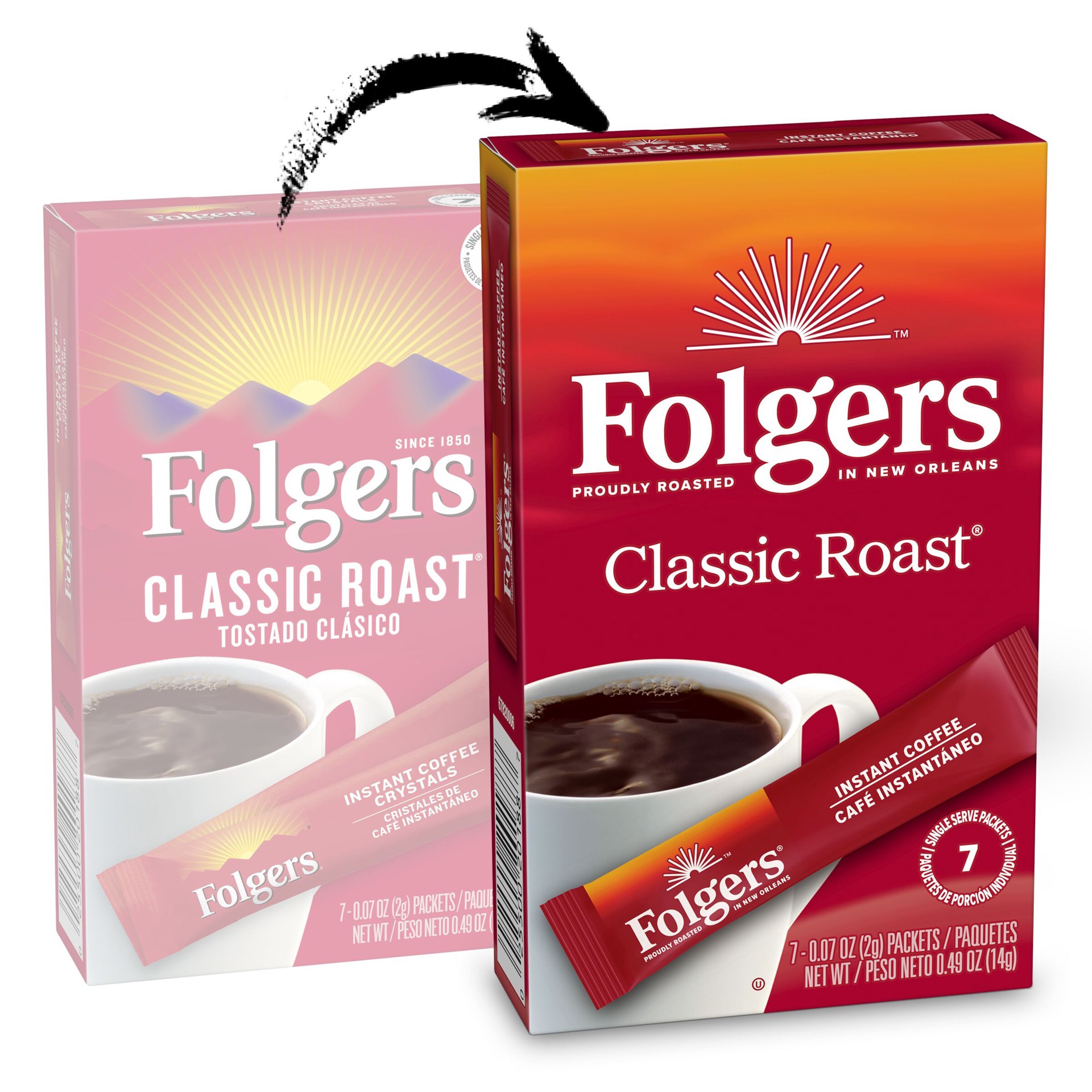 slide 6 of 6, Folgers Coffee Instant Classic Roast - 7-0.07 Oz, 7 ct