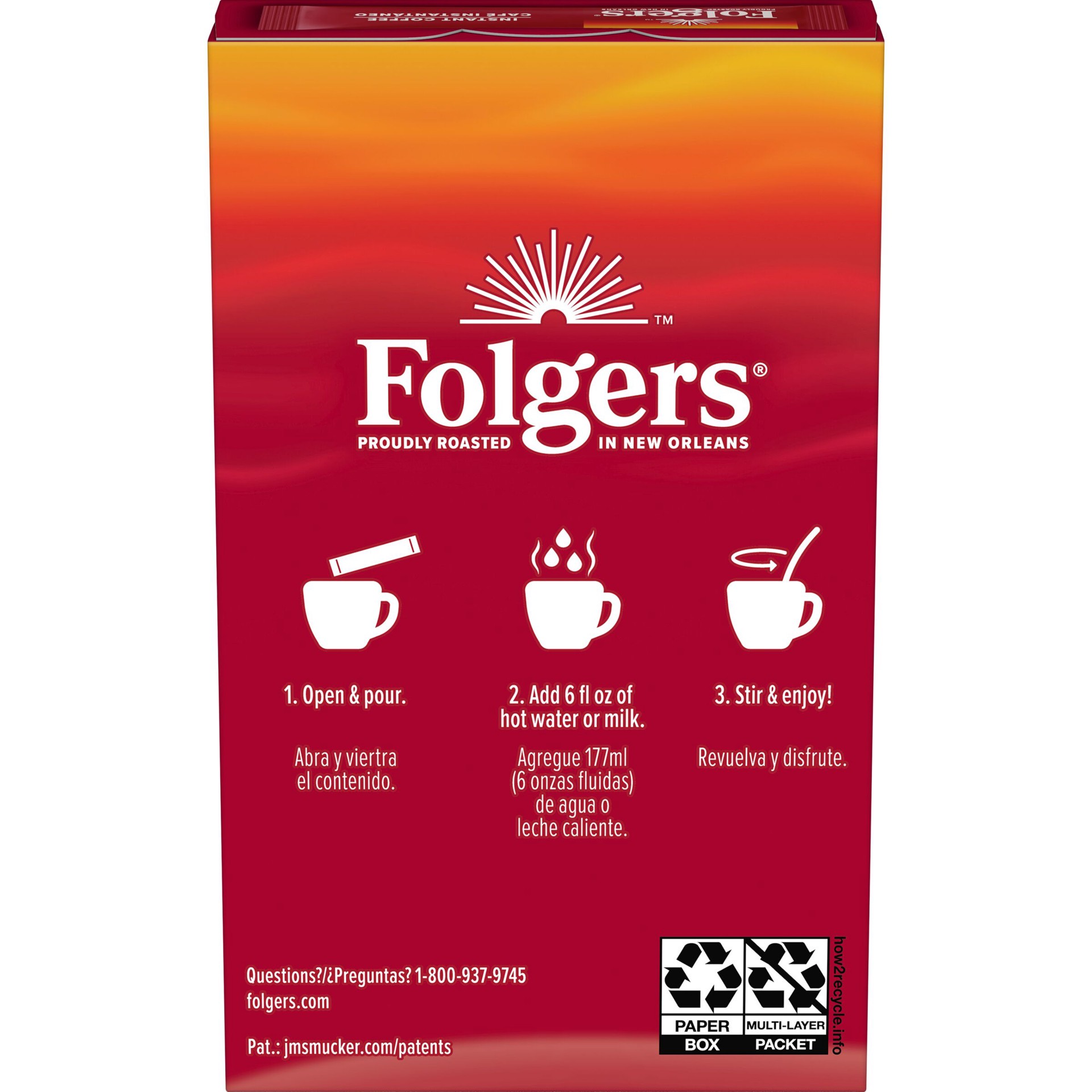slide 5 of 6, Folgers Coffee Instant Classic Roast - 7-0.07 Oz, 7 ct
