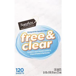 Signature Select Fabric Softener Sheets Free & Clear Box - 120 Count