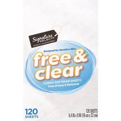 Signature Select Fabric Softener Sheets Free & Clear Box - 120 Count