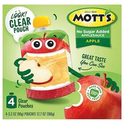 Motts No Sugar Added Applesauce Clear Pouches - 4-3.2 Oz