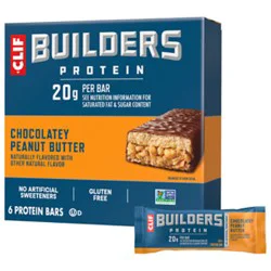 Clif Builders Chocolate Peanut Butter Flavor Protein Bars - 6-2.4 Oz