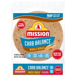 Mission Carb Balance Whole Wheat Flour Tortillas - Fajita Size - 8 Count