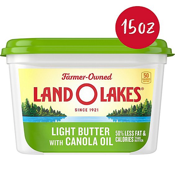 slide 1 of 13, Land O Lakes Light Butter With Canola Oil Spreadable Tub - 15 Oz, 15 oz