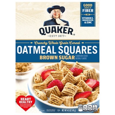 slide 1 of 7, Quaker Cereal Oatmeal Squares With A Hint Of Brown Sugar - 14.5 Oz, 14.5 oz