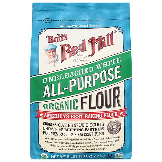 slide 1 of 11, Bob's Red Mill Organic All Purpose Unbleached White Flour - 5 Lb, 5 lb