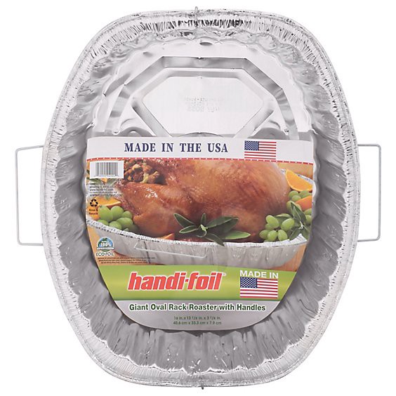 slide 1 of 9, Handi-Foil Roaster Rack Giant Oval With Handles - Each, 1 ct