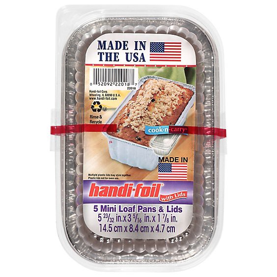 slide 1 of 1, Handi-Foil Loaf Pan With Lid 1 Lb - 5 Count, 5 ct