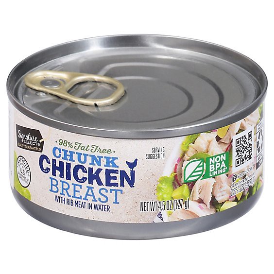 slide 1 of 1, Signature Select Chicken Breast Chunk With Rib Meat In Water - 4.5 Oz, 4.5 oz