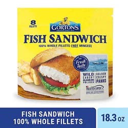 Gorton's Fish Sandwich Breaded Fish Fillets Bag 8 Count