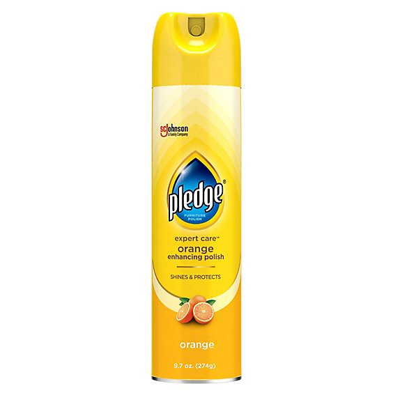 slide 1 of 3, Pledge Expert Care Orange Scent Enhancing Wood Polish Spray - 9.7 Oz, 9.7 oz