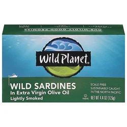 Wild Planet Sardines Wild Lightly Smoked In Extra Virgin Olive Oil Box - 4.4 Oz