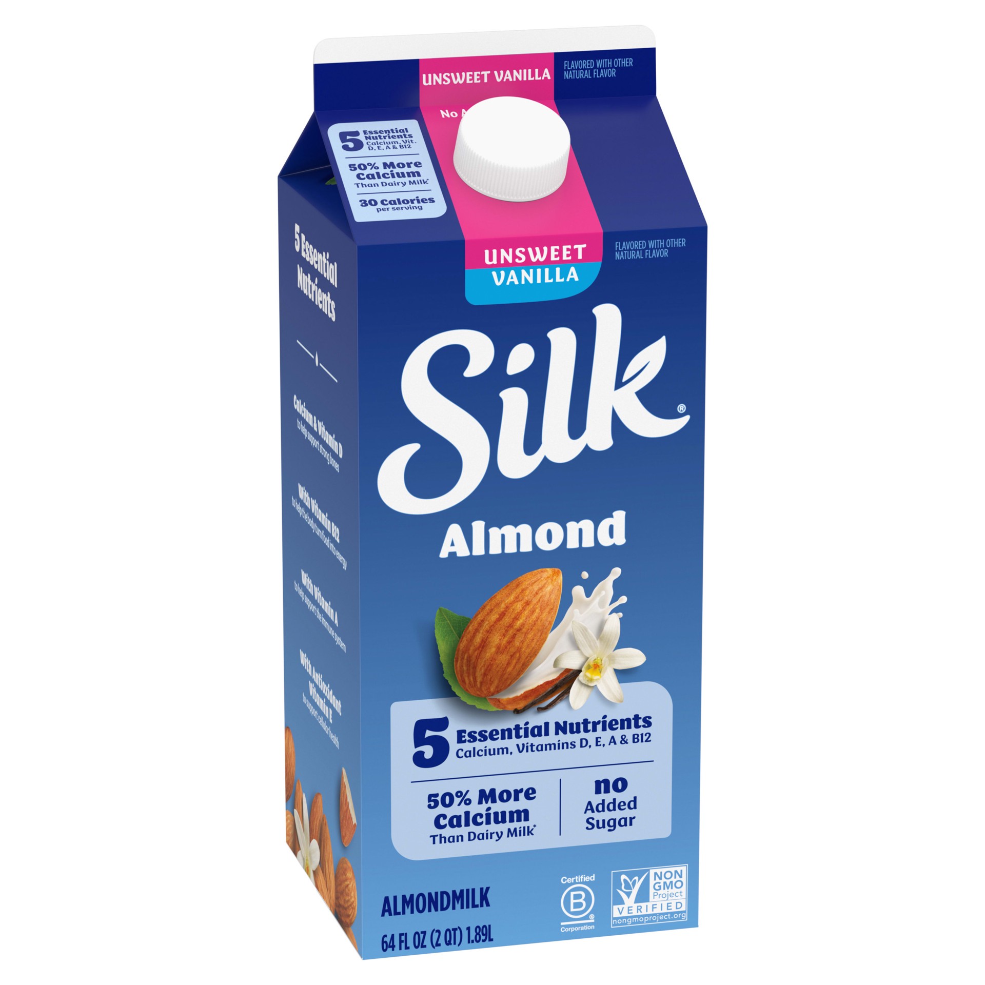 slide 3 of 3, Silk Unsweetened Vanilla Almond Milk - 64 Fl. Oz., 64 fl oz